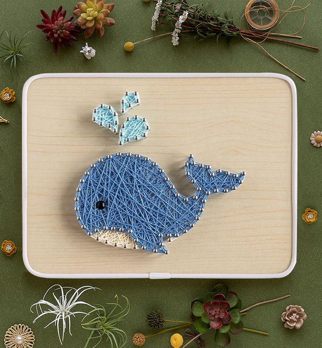 String Art DIY Kit - Whale. Wizardi Craft Kit F07-M12-3-DHBC28009