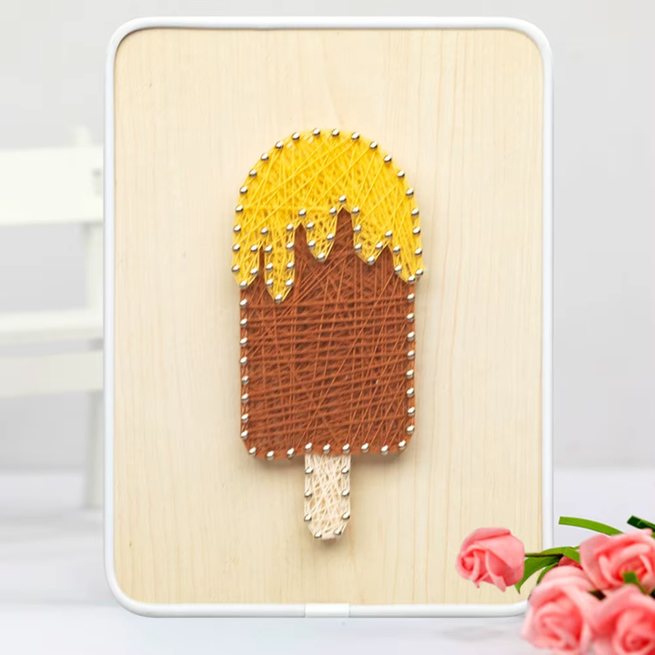 String Art DIY Kit - Ice-cream. Wizardi Craft Kit F07-M12-3-DHBC28016