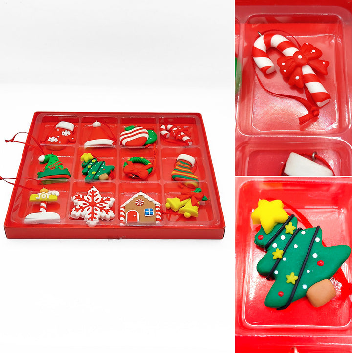 Set of 12 Small Christmas Gingerbread Ornaments. Wizardi Festive Decoration F07-N2-1-W2598