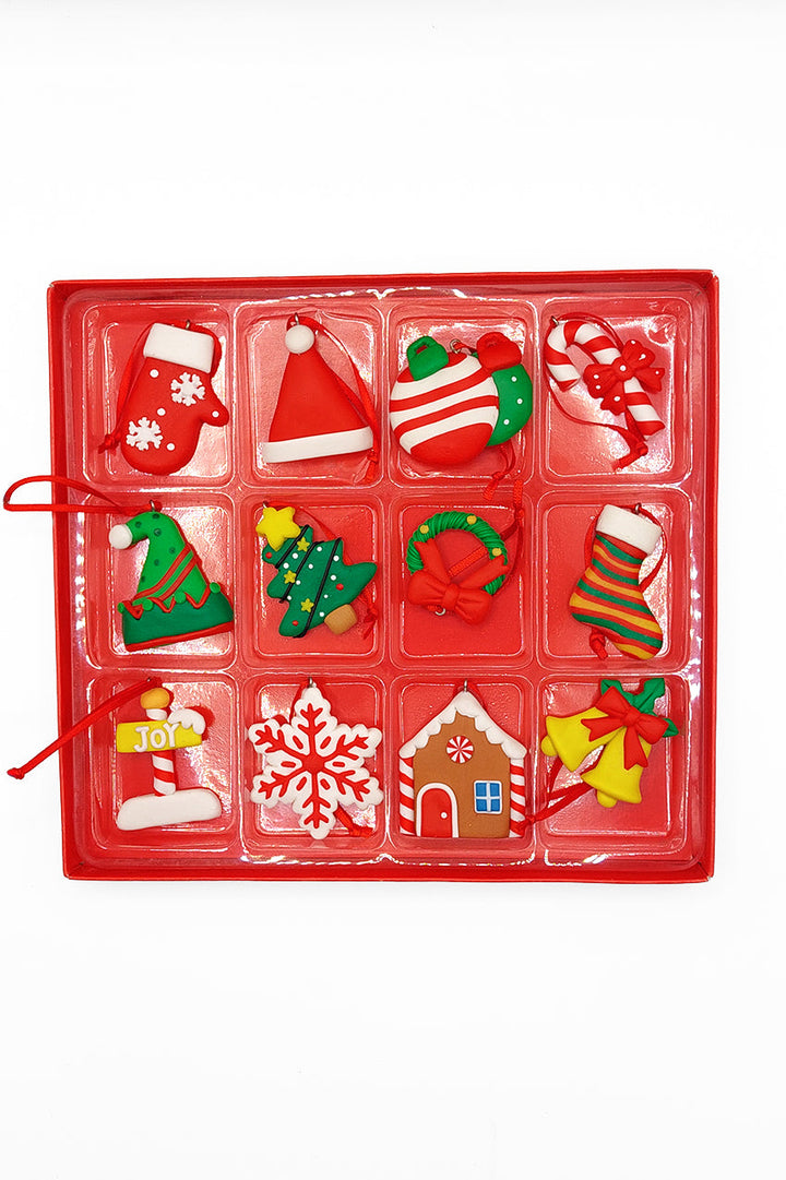 Set of 12 Small Christmas Gingerbread Ornaments. Wizardi Festive Decoration F07-N2-1-W2598