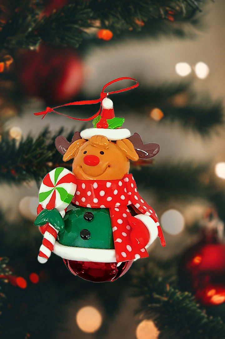 Christmas Ornament - Glossy Gingerbread Reindeer. Wizardi Festive Decoration F07-N2-14-E2504C