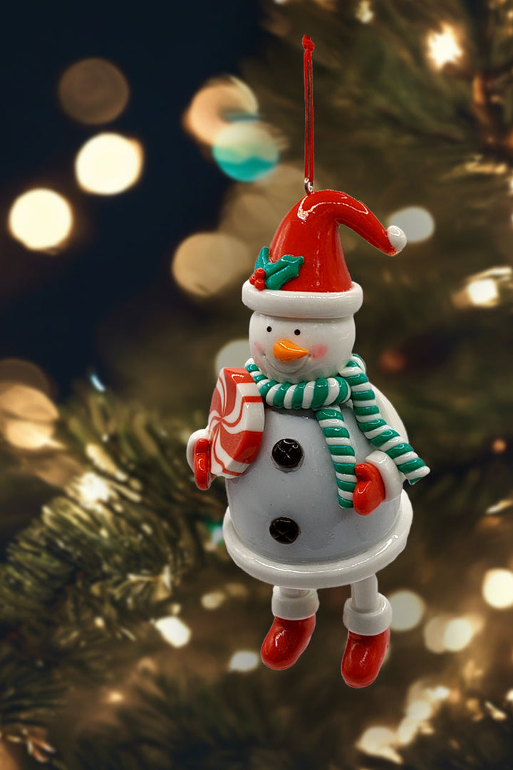 Christmas Ornament - Glossy Gingerbread Snowman. Wizardi Festive Decoration F07-N2-16-CEE019B