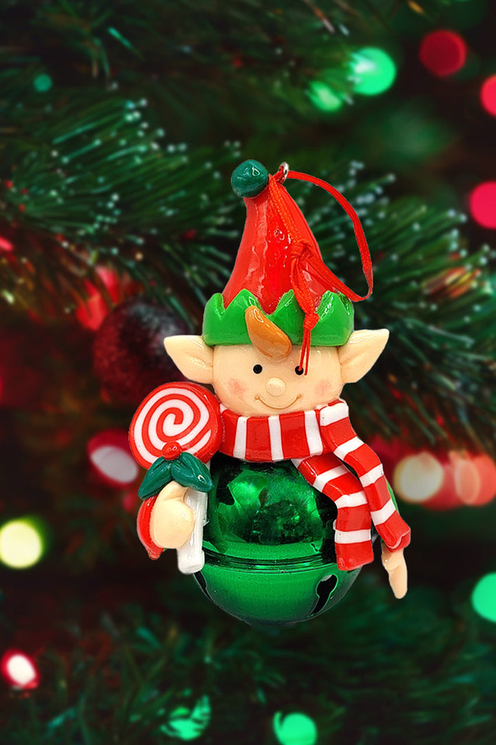 Christmas Ornament - Glossy Gingerbread Elf with Lollipop. Wizardi Festive Decoration F07-N2-17-E2506A