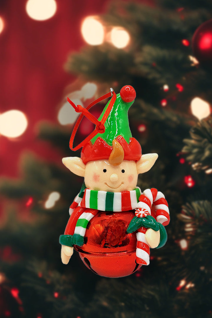 Christmas Ornament -  Glossy Gingerbread Elf with Candy Cane. Wizardi Festive Decoration F07-N2-17-E2506B