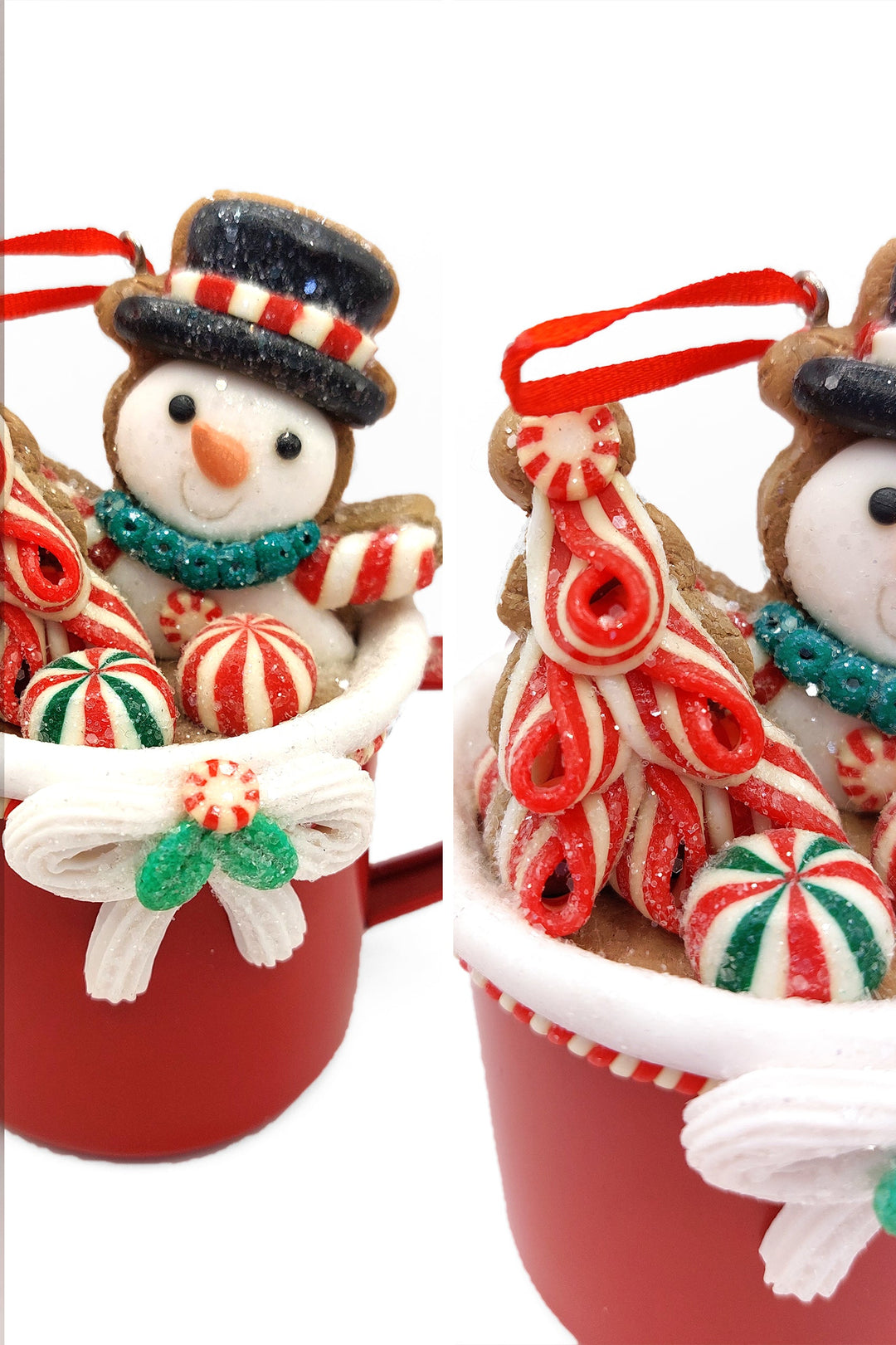 Christmas Ornament - Cup with Snowman. Wizardi Festive Decoration F07-N2-19-DAA101B
