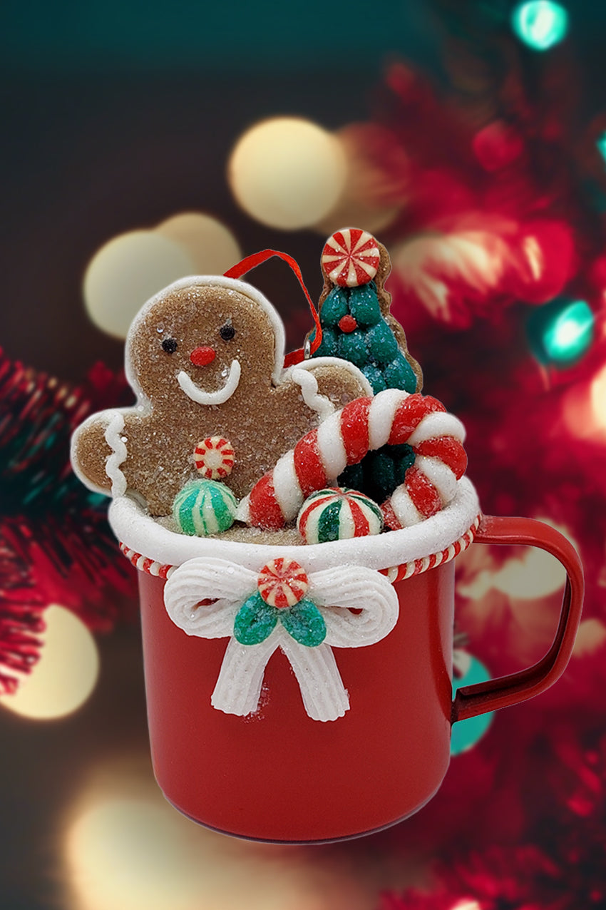 Christmas Ornament - Cup with Santa. Wizardi Festive Decoration F07-N2-19-DAA101C