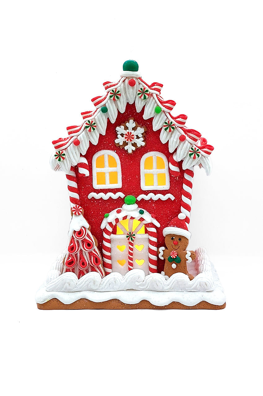 Christmas Gingerbread Snowy House with Gingerbread Man. Wizardi Festive Decoration F07-N2-22-A2561