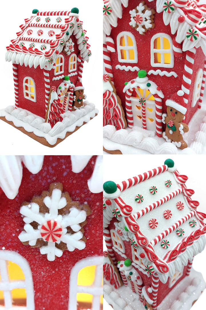 Christmas Gingerbread Snowy House with Gingerbread Man. Wizardi Festive Decoration F07-N2-22-A2561