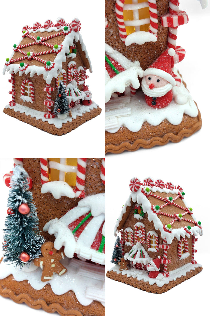 Christmas Gingerbread House with Santa. Wizardi Festive Decoration F07-N2-23-AAA008A