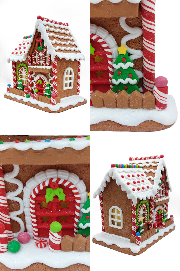 Christmas Gingerbread House Snowy Roof. Wizardi Festive Decoration F07-N2-24-A2560