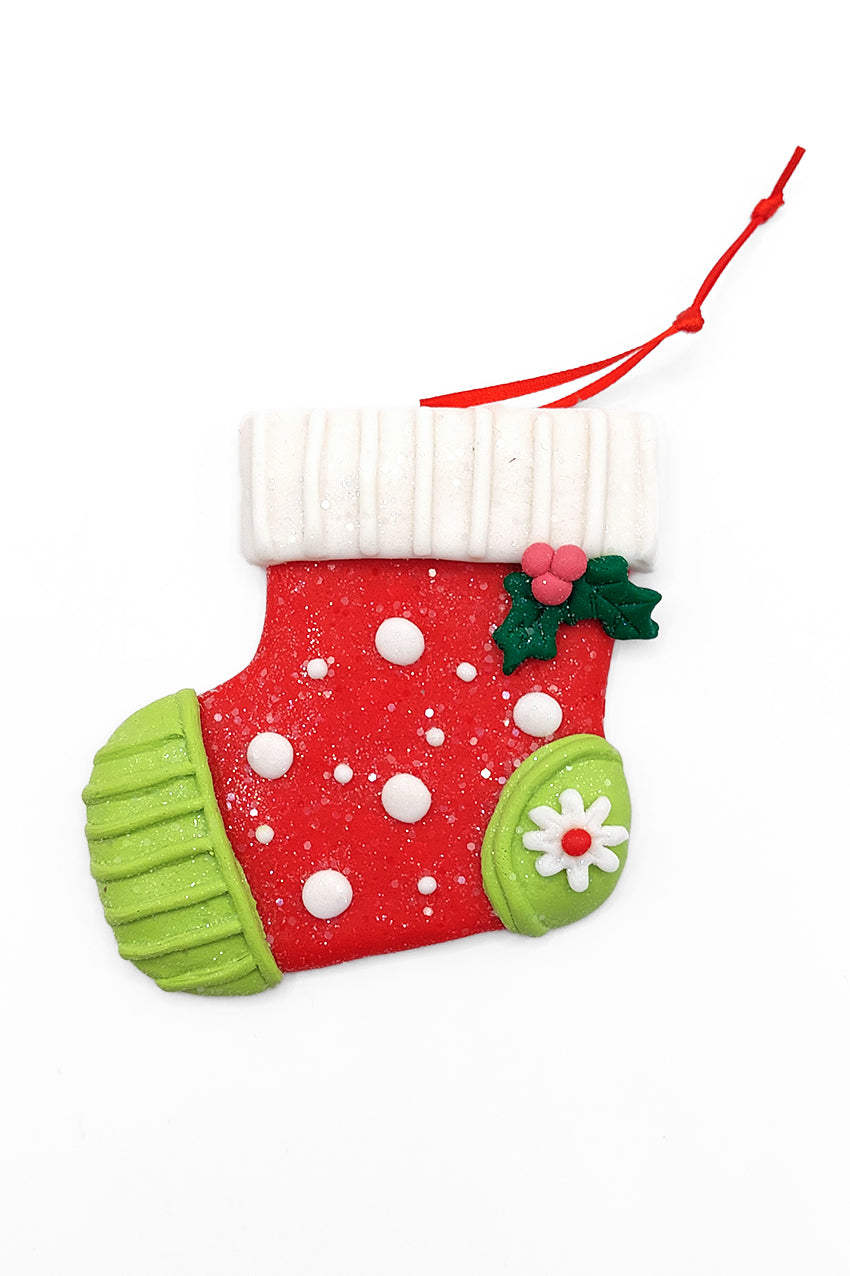Christmas Ornament - Glossy Gingerbread Sock. Wizardi Festive Decoration F07-N2-6-A2585B
