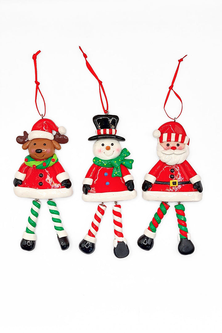 Christmas Ornament - Glossy Gingerbread Santa with Dangling Legs. Wizardi Festive Decoration F07-N2-9-SAA202A