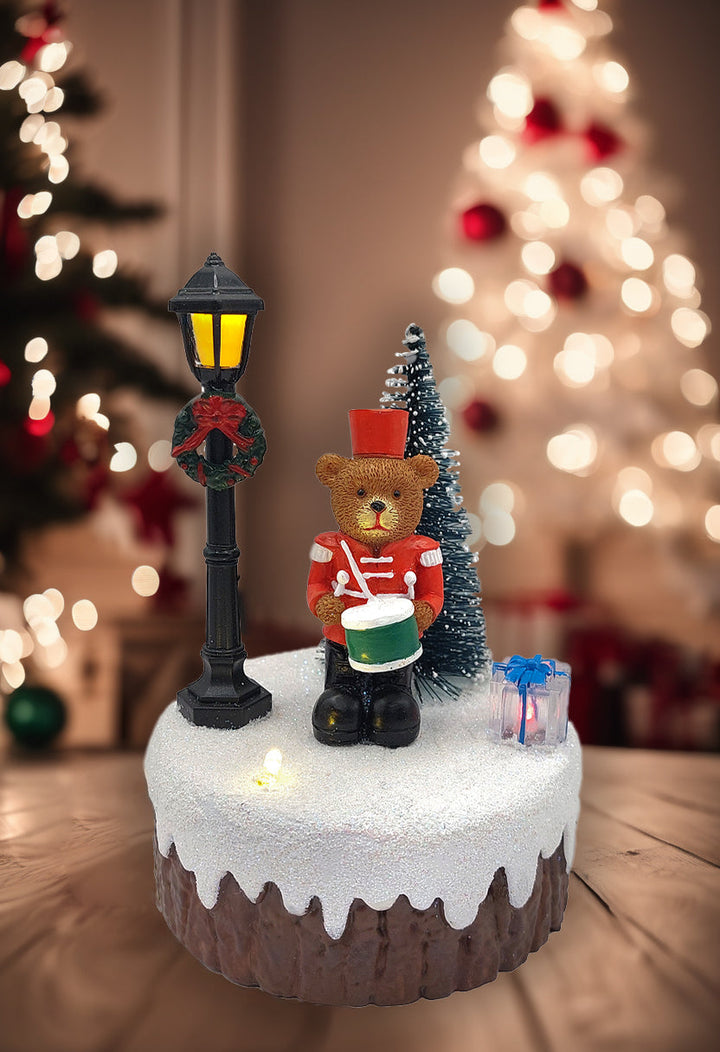 Holiday Bear Scene Christmas Village Miniature by Wizardi F07-N6-2C Bear