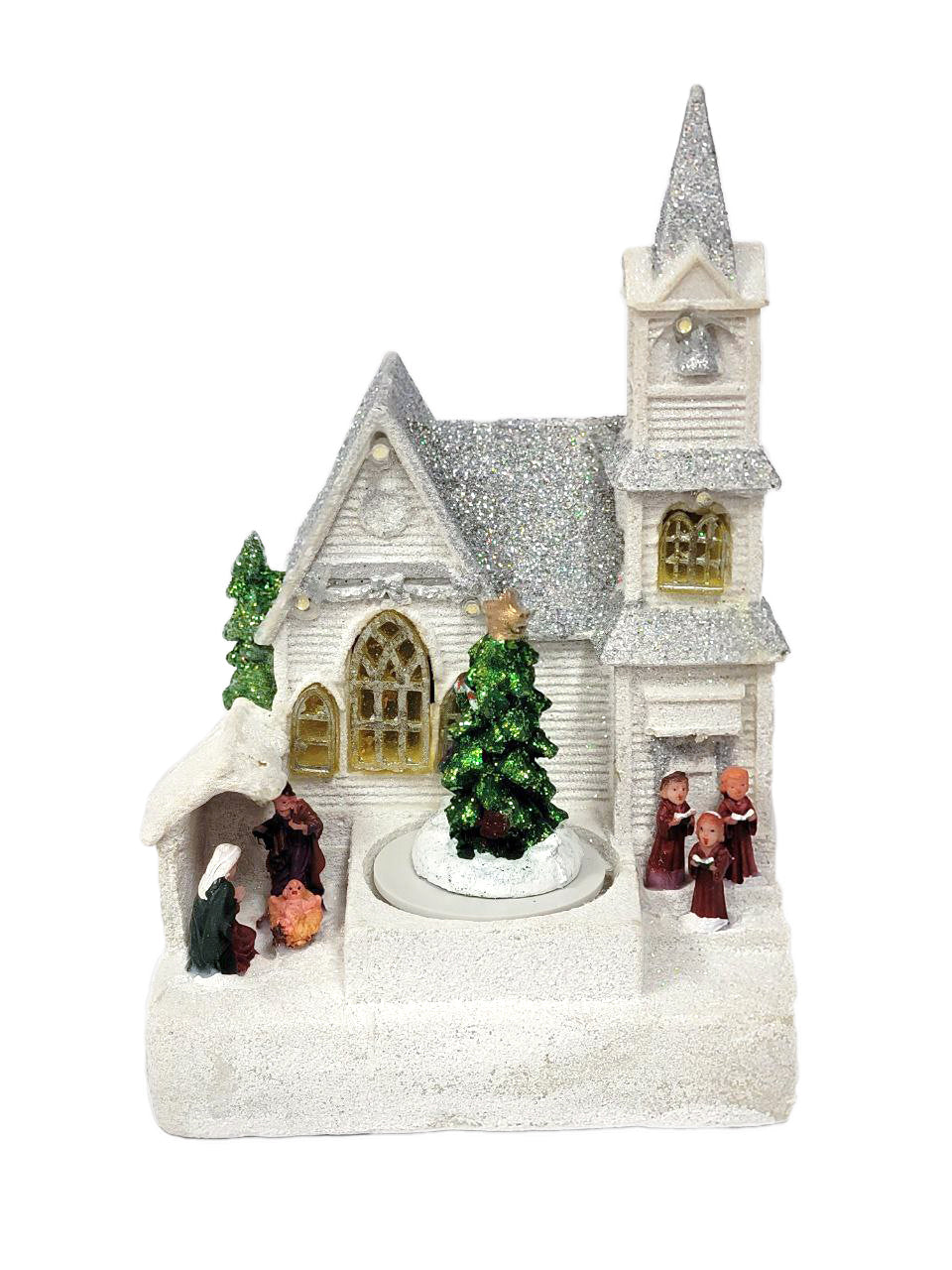 Winter Church with Tree Christmas Village Miniature by Wizardi F07-N6-6