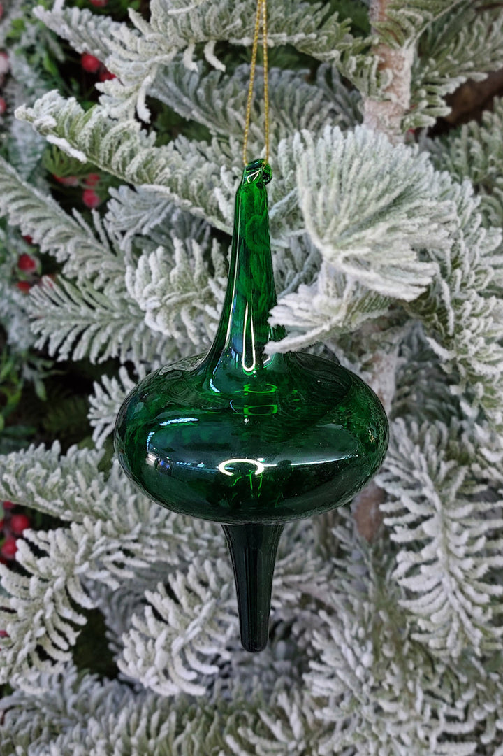 Dark Green Spire Christmas Glass Ornament by Wizardi F07M10-11