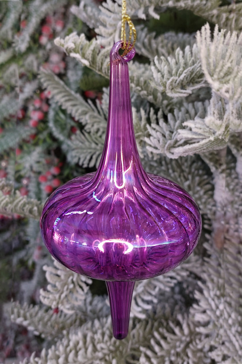 Purple Spire Christmas Glass Ornament by Wizardi F07M10-13