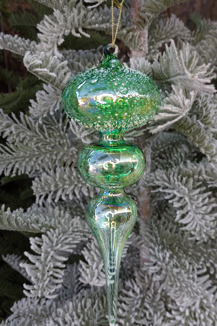 Green Spire Christmas Glass Ornament by Wizardi F07M10-8