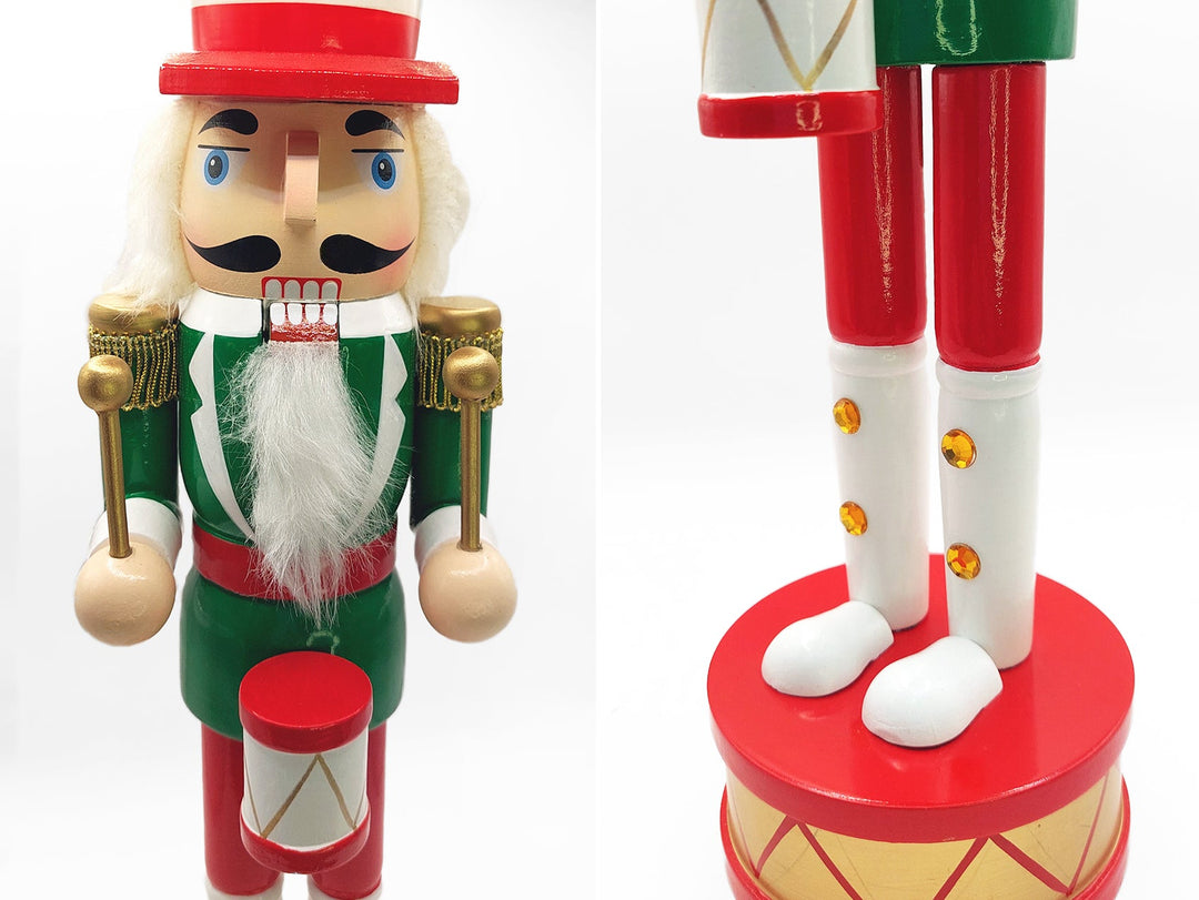 Christmas Drummer Nutcracker. Wizardi Classic Wooden Festive Decoration F07M14-32-N01819A
