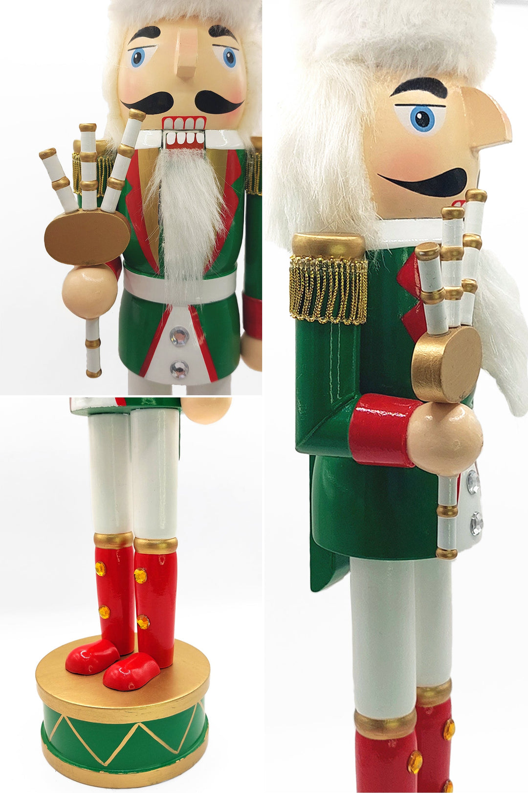 Christmas Bagpipes Nutcracker. Wizardi Classic Wooden Festive Decoration F07M14-32-N01819B