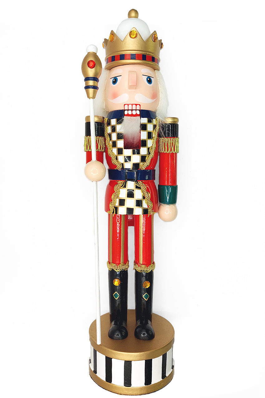 Christmas Nutcracker the Staffbearer. Wizardi Classic Wooden Festive Decoration F07M14-36-N01845C