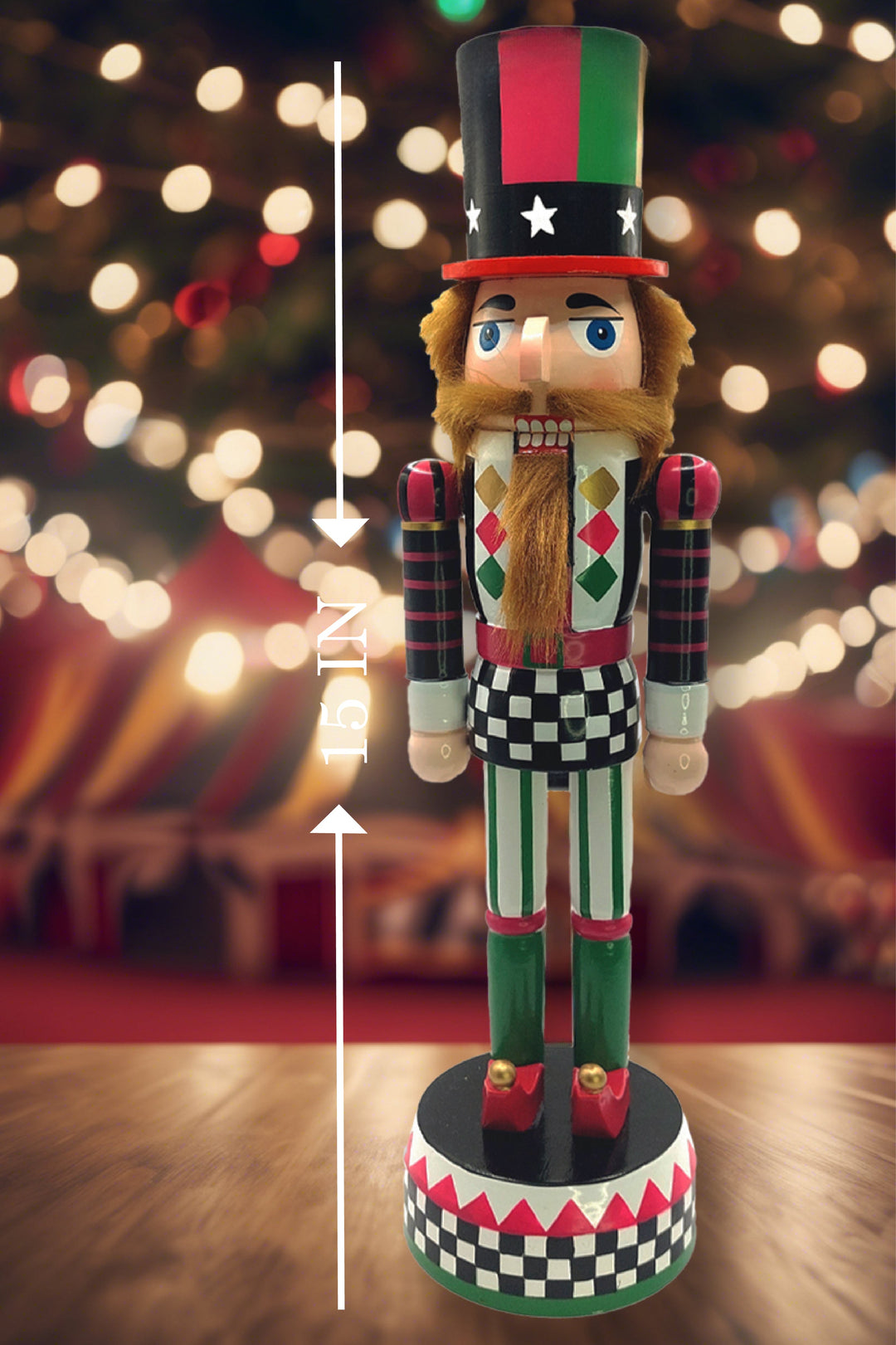 Christmas Nutcracker. Wizardi Classic Wooden Festive Decoration F07M14-37-N01833A