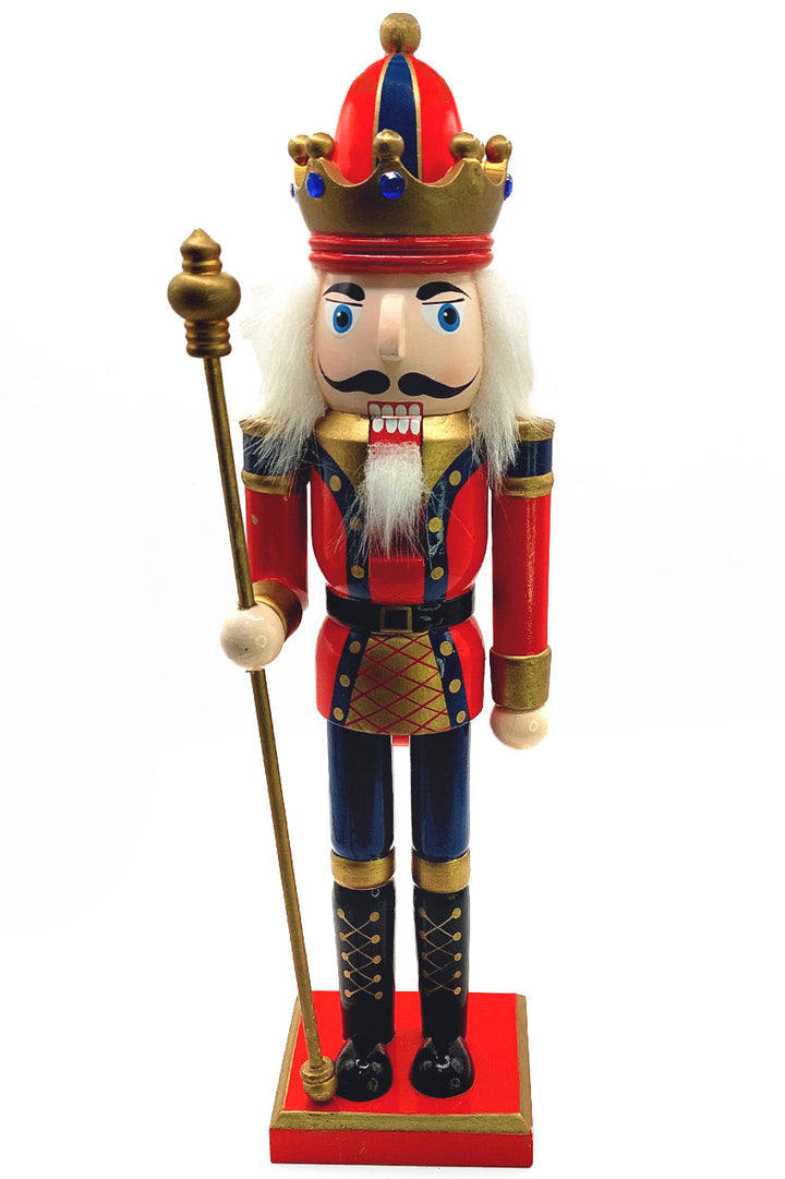 Christmas Nutcracker the Staffbearer. Wizardi Classic Wooden Festive Decoration F07M14-39-N01365A