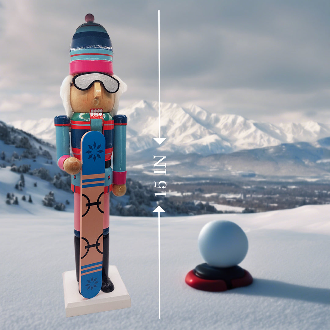 Christmas Nutcracker the Snowboarder. Wizardi Classic Wooden Festive Decoration F07M14-42-N01826B