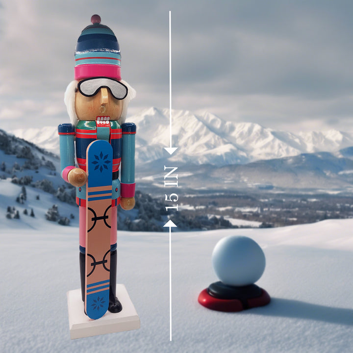 Christmas Nutcracker the Snowboarder. Wizardi Classic Wooden Festive Decoration F07M14-42-N01826B