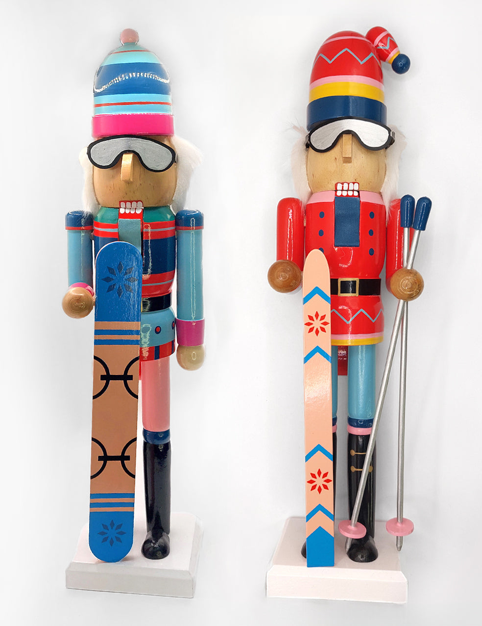 Christmas Nutcracker the Skier. Wizardi Classic Wooden Festive Decoration F07M14-42-N01826A