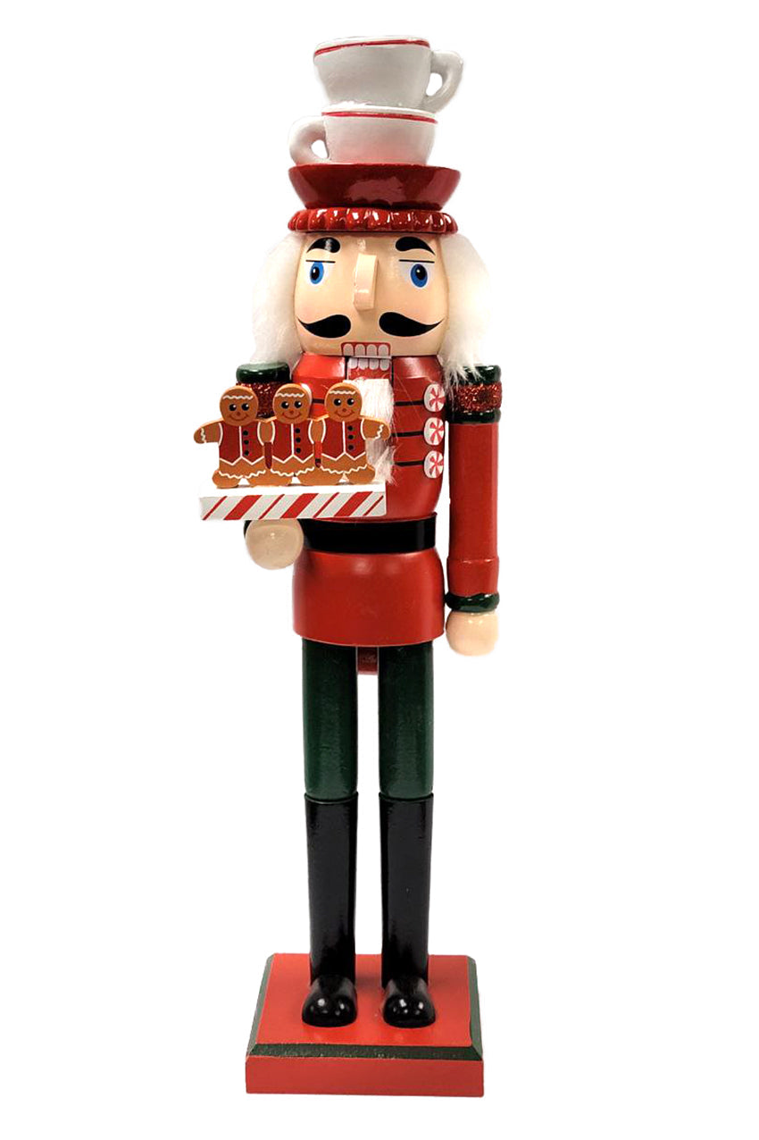 Christmas Nutcracker with a Gingerbread Men. Wizardi Classic Wooden Festive Decoration F07M14-43-XC4617D