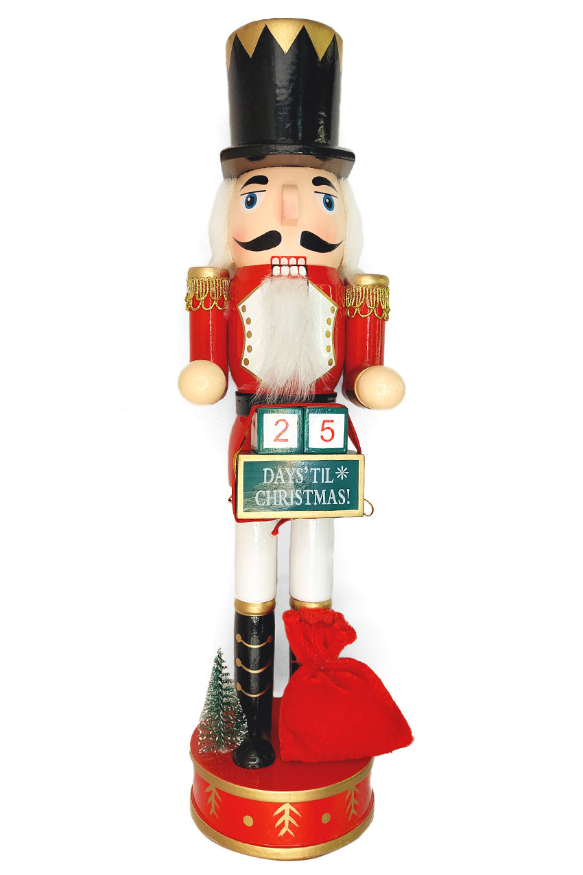 Christmas Nutcracker with a Hat. Wizardi Classic Wooden Festive Decoration F07M14-44-N01830B
