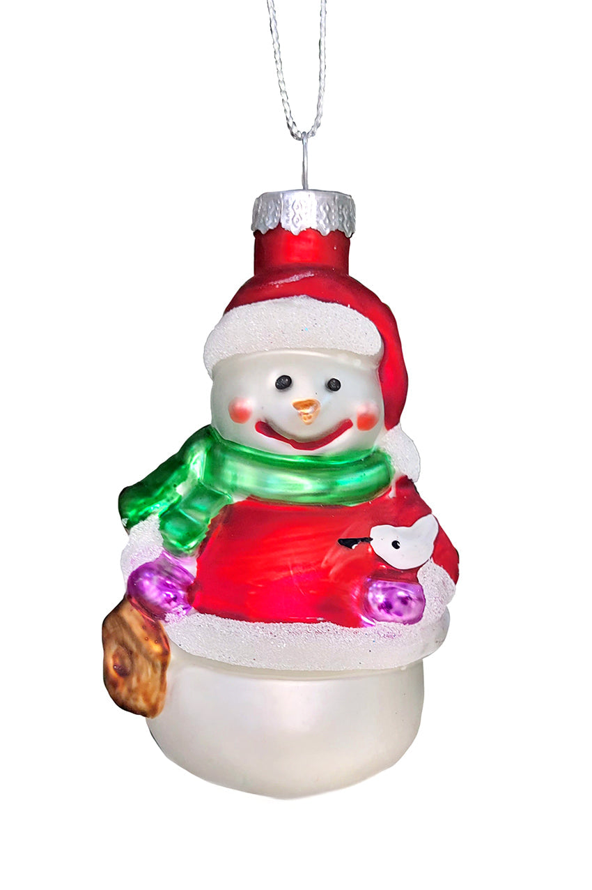 Snowman with Gift Christmas Glass Ornament by Wizardi F07M3-22 HB-SY25297