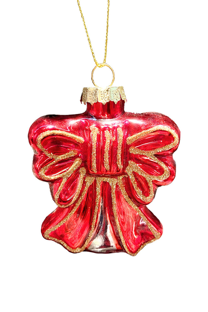 Red Ribb Christmas Glass Ornament by Wizardi F07M3-38 HB-SY25112