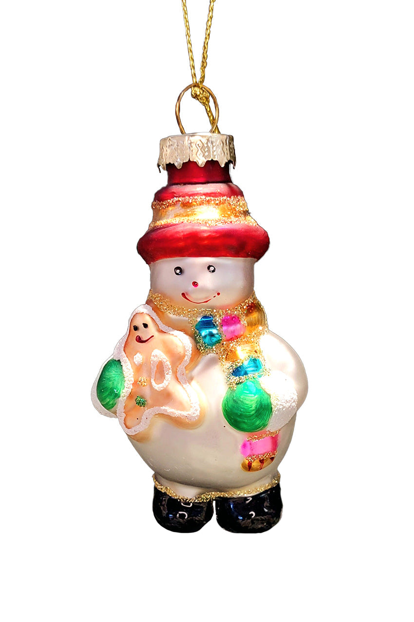 Snowman with Cookie Christmas Glass Ornament by Wizardi F07M3-41 HB-SY25317