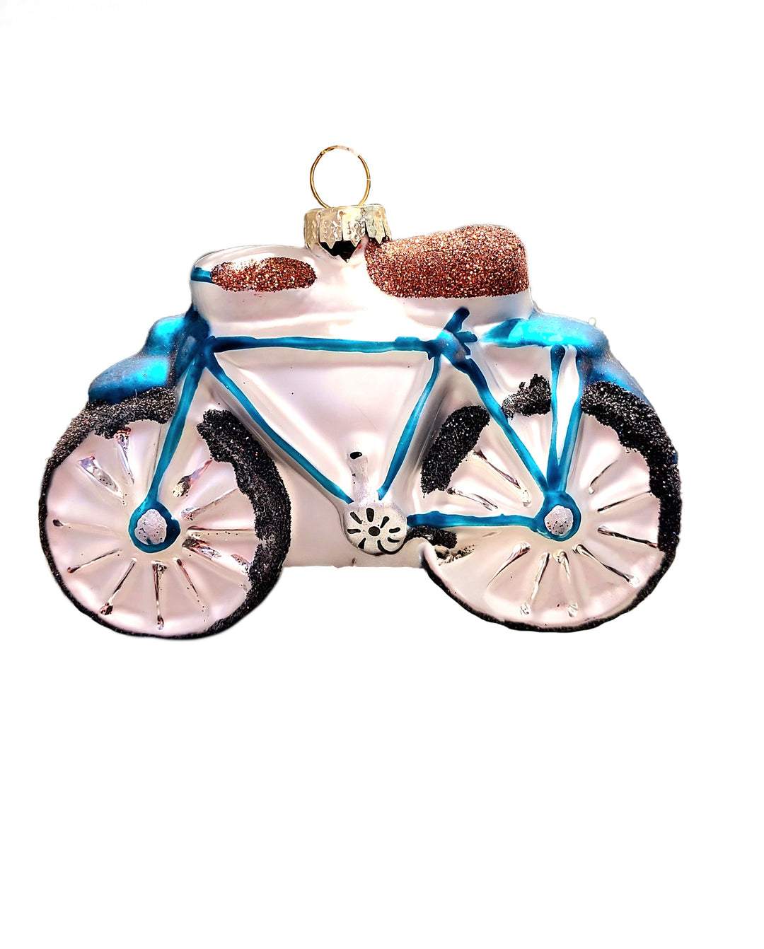 Blue Bicycle Christmas Glass Ornament by Wizardi F07M3-49 HB-SY25007