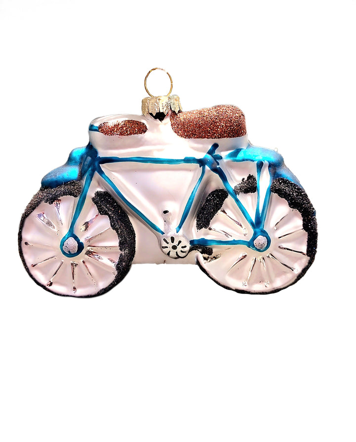 Blue Bicycle Christmas Glass Ornament by Wizardi F07M3-49 HB-SY25007