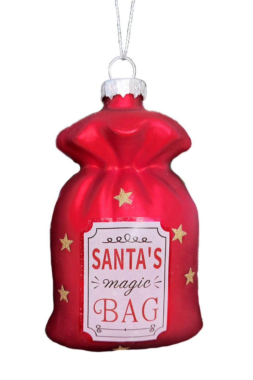 Santa's Bag Christmas Glass Ornament by Wizardi F07M3-51 HB-SY25023
