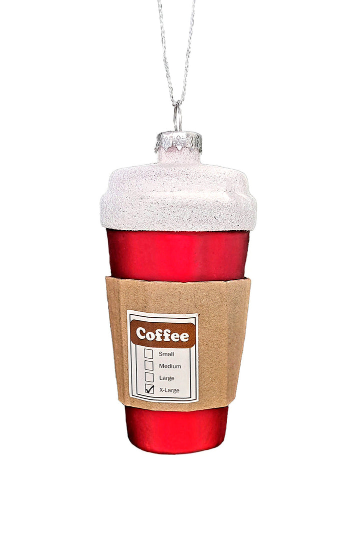 Coffee Cup Christmas Glass Ornament by Wizardi F07M3-5 HB-SY25136