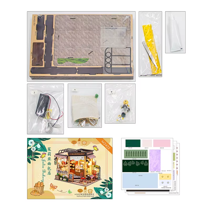 Julia Bakery Dollhouse Kit - Miniature Wizardi Roombox Kit