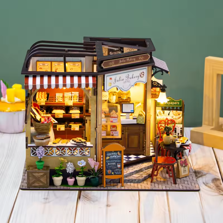 Julia Bakery Dollhouse Kit - Miniature Wizardi Roombox Kit