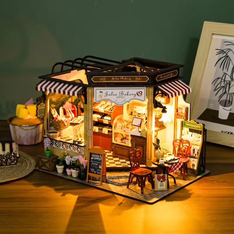 Julia Bakery Dollhouse Kit - Miniature Wizardi Roombox Kit