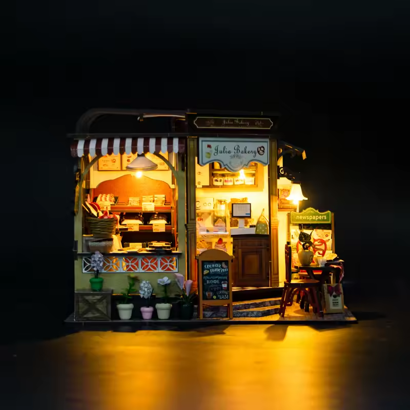 Julia Bakery Dollhouse Kit - Miniature Wizardi Roombox Kit