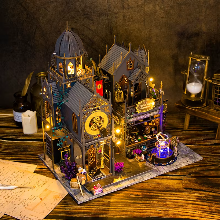 Magic Castle Dollhouse Kit - Miniature Wizardi Roombox Kit