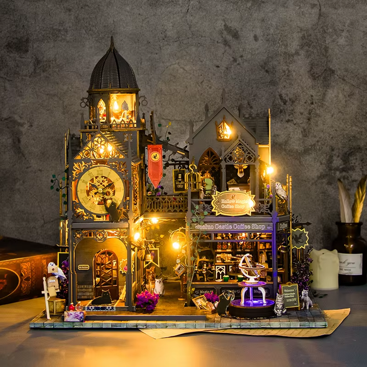 Magic Castle Dollhouse Kit - Miniature Wizardi Roombox Kit