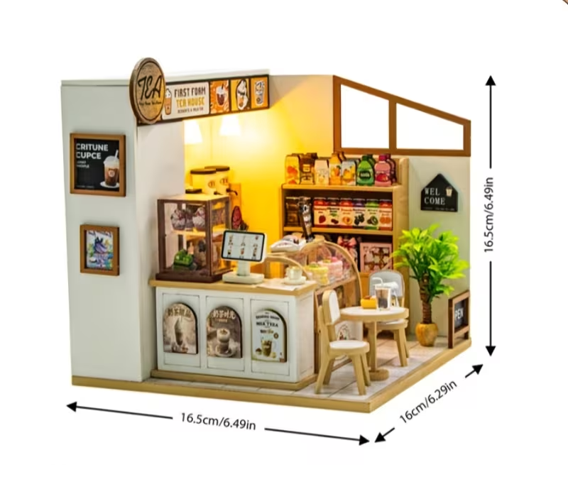 First Foam Tea House Miniature Dollhouse Kit by Wizardi F07M5-67-M2505