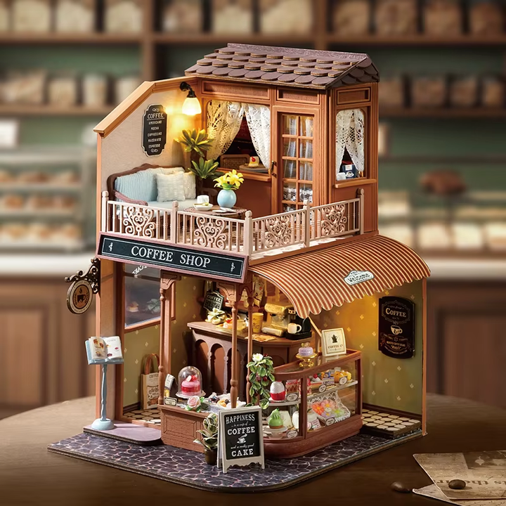 Coffee Shop Miniature Dollhouse Kit by Wizardi F07M5-73-BC-001-A