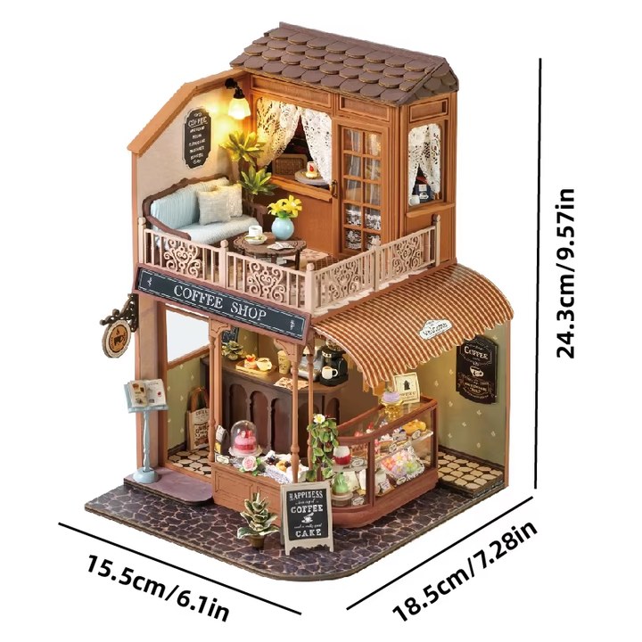 Coffee Shop Miniature Dollhouse Kit by Wizardi F07M5-73-BC-001-A