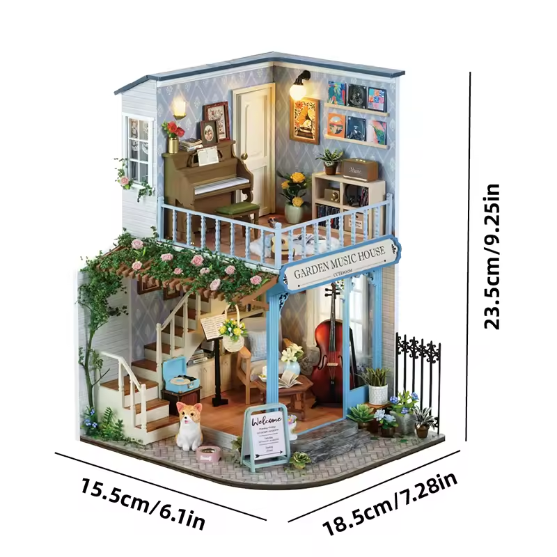 Garden Music House Miniature Dollhouse Kit by Wizardi F07M5-74-BC-003-A