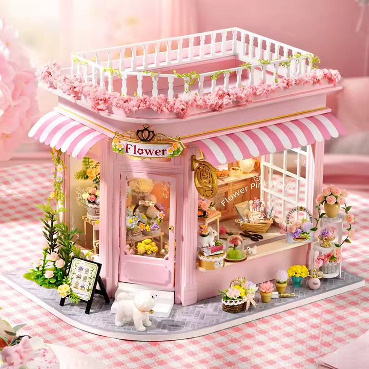 Pink World Miniature Dollhouse Kit by Wizardi F07M5-75-AC-001-A
