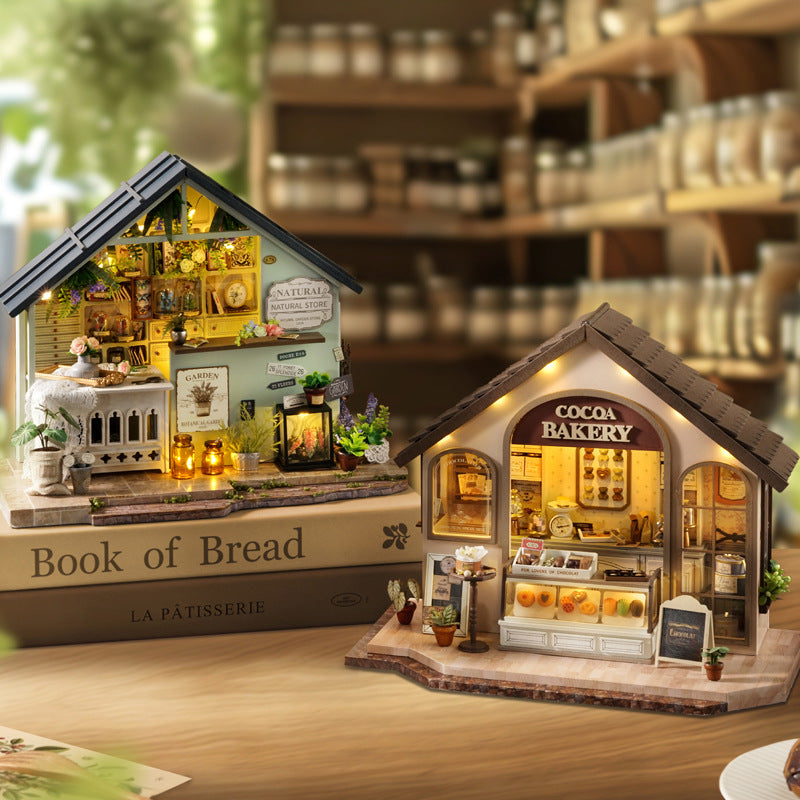 Natural Store Dollhouse Kit - Miniature Wizardi Roombox Kit with LED Light F07M51-58-DA-006-A